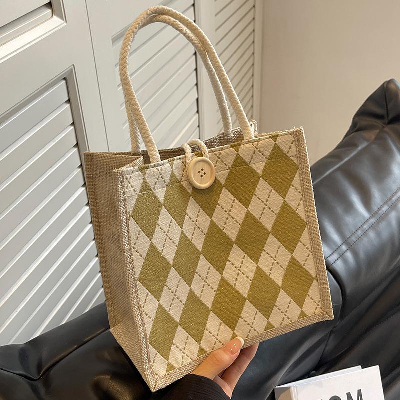 

Сумка-ланчбокс бенто 2024 полотняна сумка жіноча на плече сумка-тоут японський ромб студентська сумка для занять тренд темно-зелений колір