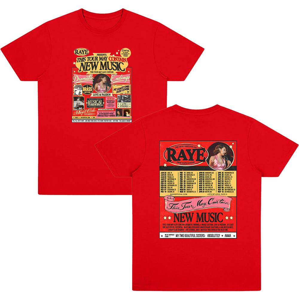 

Raye Tour 2026 Graphic T Shirts Women Men Fashion Short Sleeve Tee Shirt Casual Soft Cotton Summer Trendy Design Streetwear Y2K XXL красный
