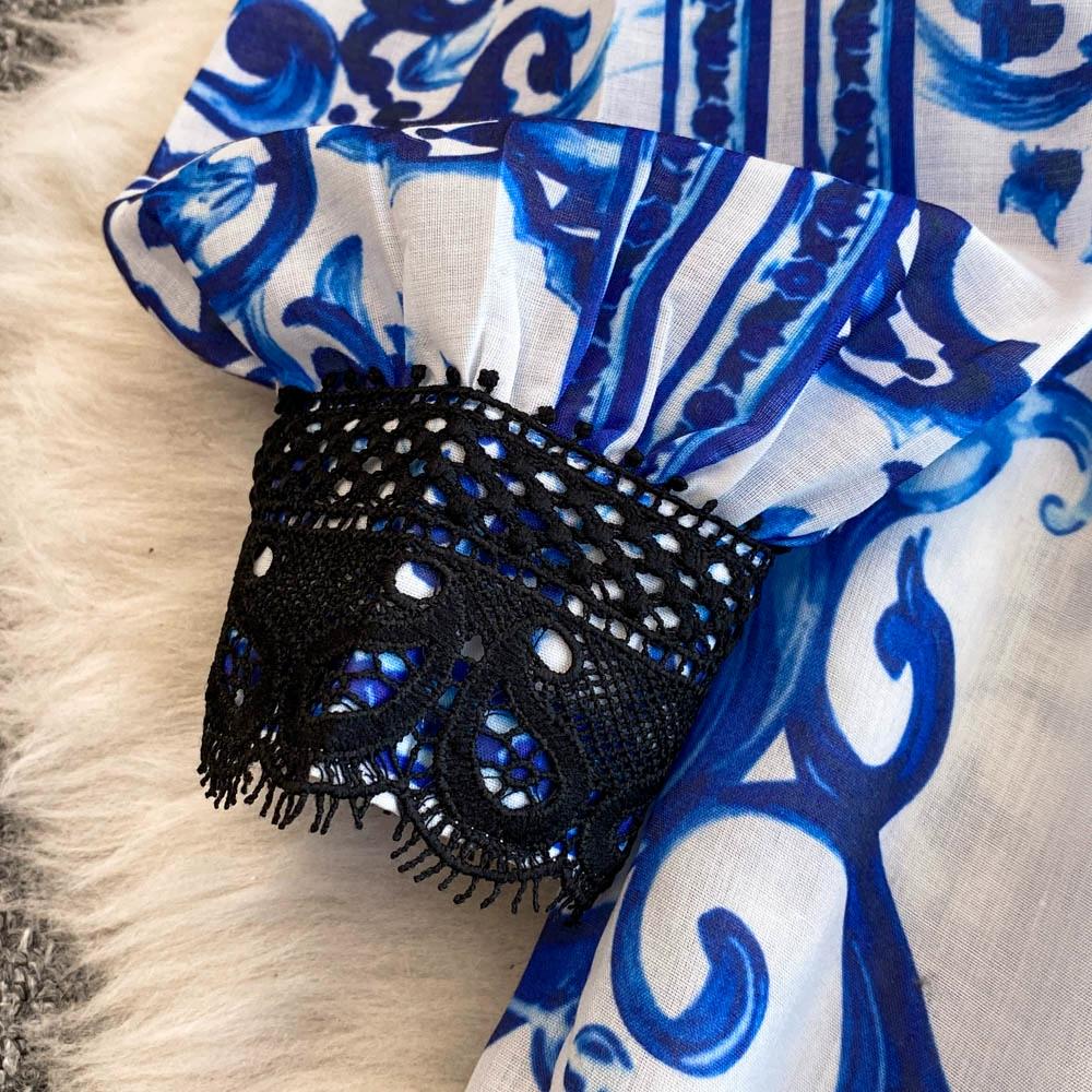 Jaro Podzim Dámské Vintage Tisk Šifon Krajka Patchwork Krátké Společenské Šaty