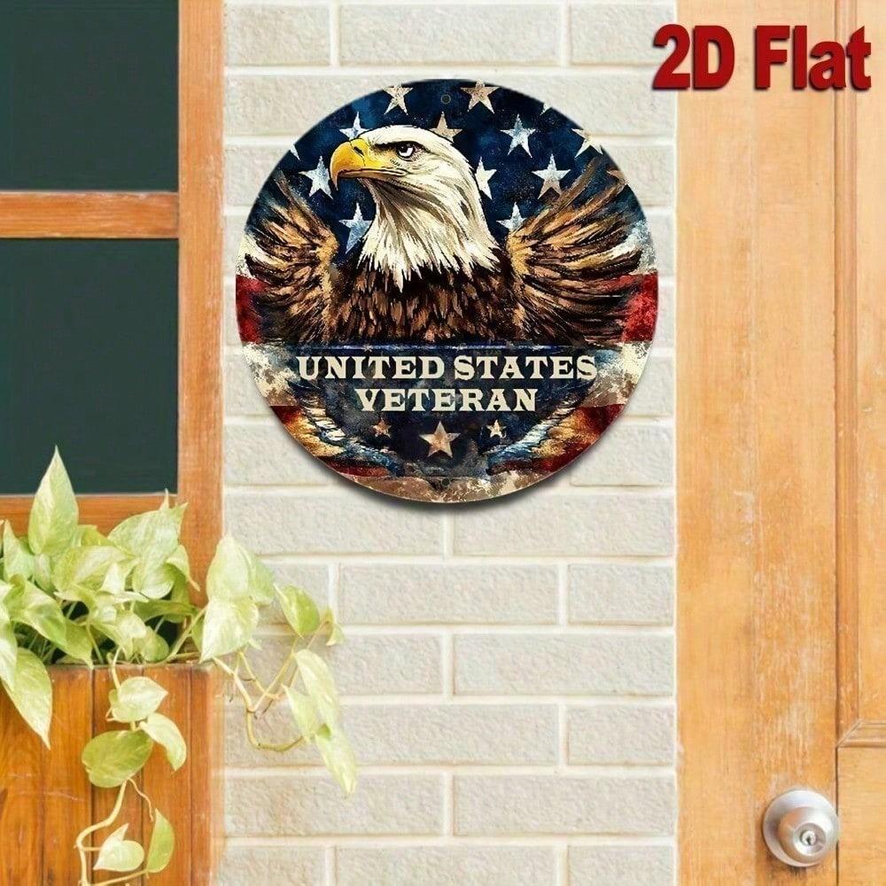 Vintage Tin Sign 8x8 Inch US Veteran Tribute Patriotic Decor Metal Wall Art for Home Bar Garage Man Cave