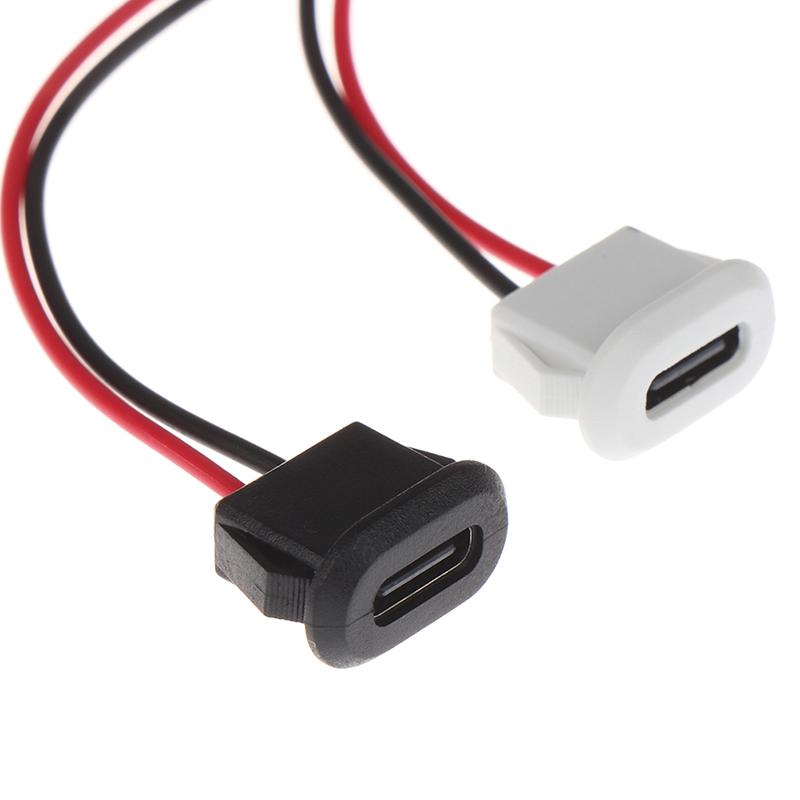 2Pin USB-C Type C Female Socket Charging Interface Waterproof USB Connector Direct Compression Female Base With Welding Wire