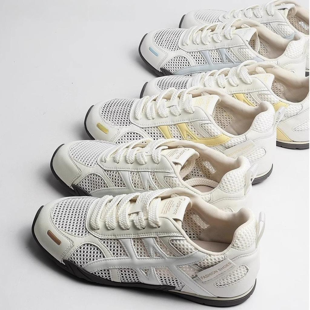 Retro color matching mesh breathable German training shoes women's 2025 new fashion versatile comfortable light casual Forrest Gump shoes