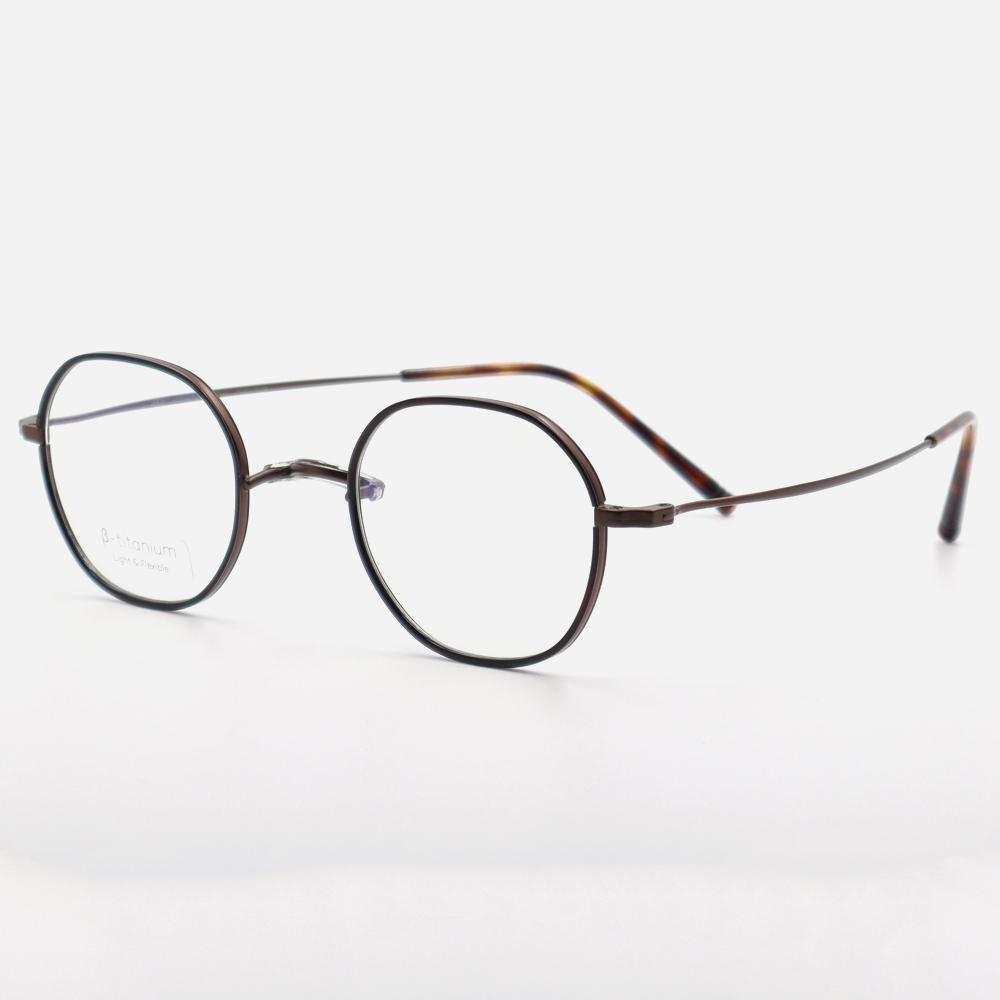 Alloaiweeo [Nose Saddle] Al8205 1016M Nose Saddle Titanium Octagon Antique Brown Eyeglass Frame