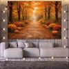 Autumn Forest Path Pumpkin Photography Backdrop Fall Maple Leaves Thanksgiving Harvest Season Outdoor Portrait Photo Bac