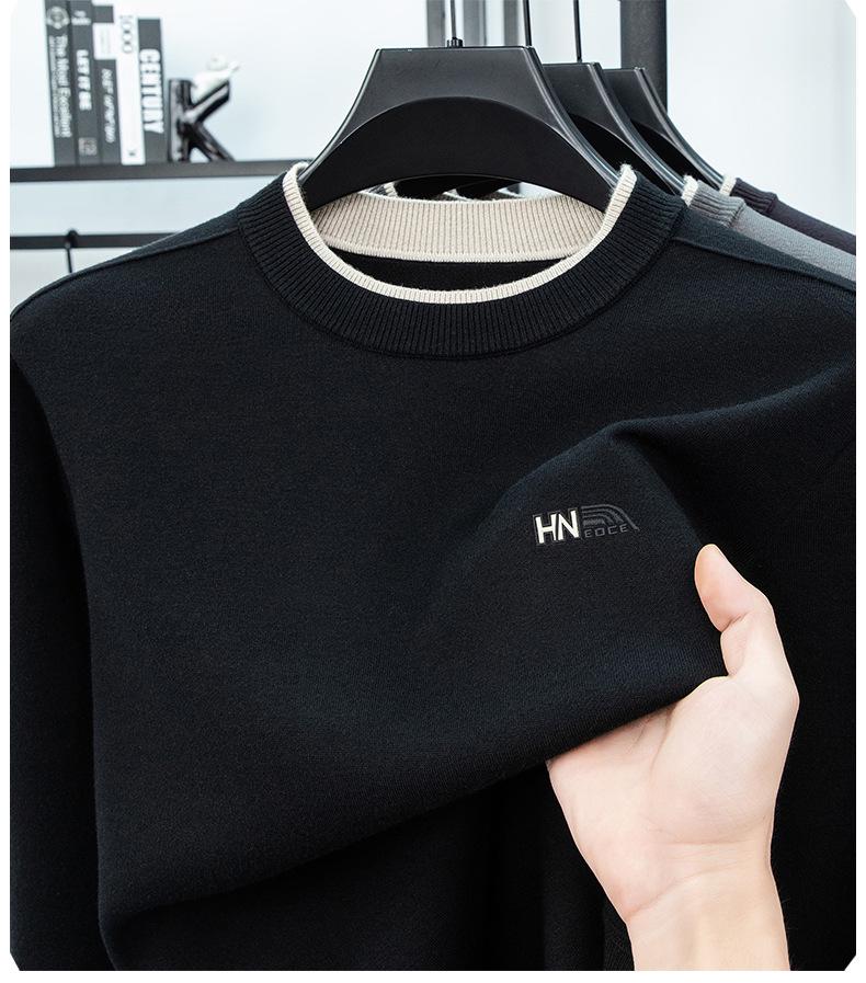 Men's Autumn Winter Embroidered Wool-Blend Knit Sweater