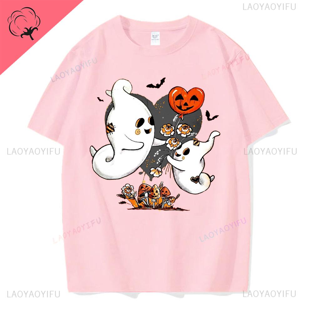 Halloween Familj Matchande T-shirts Söta Spöklika Halloween Party T-shirts Pumpatryck Kortärmade Kläder Mode Trend T-shirts