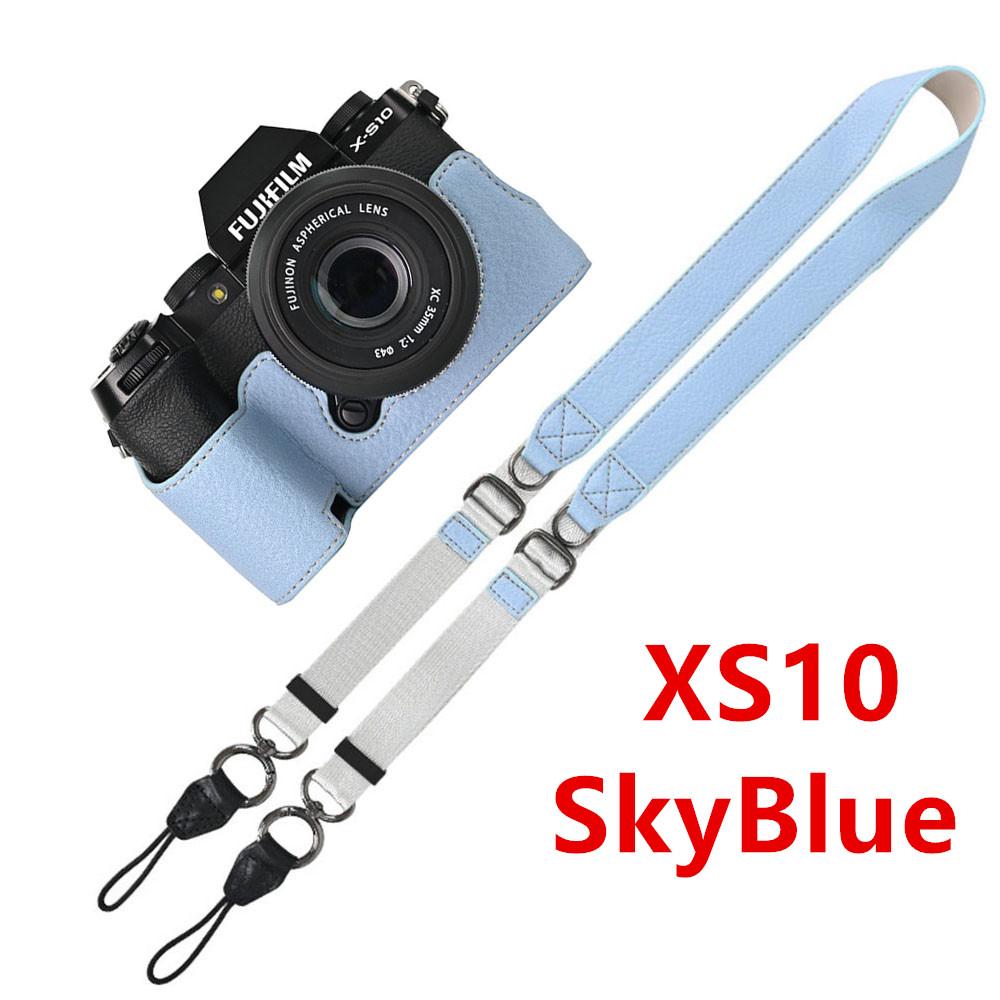 Litchi Skin PU Leather Half Case for Fujifilm Fuji XT50 XS10 XS20 XT30 XT30II XT20 XT10 XT5 XM5 Battery Opening Cover With Strap