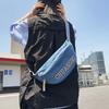 Damen Denim Brusttasche Brief Umhängetasche Hüfttasche Herren Große Kapazität Sporttasche