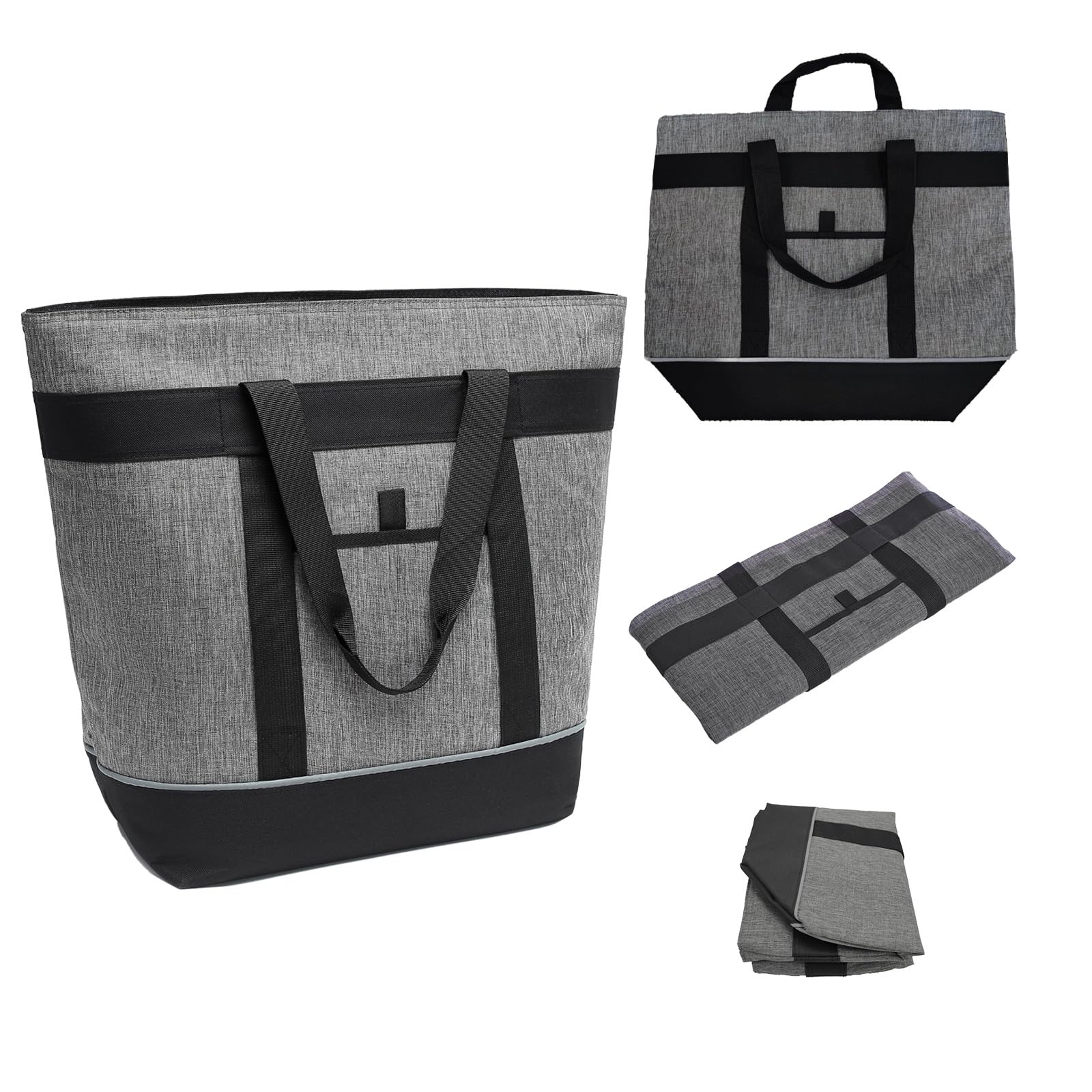 

Cooler large capacity shopping or tote keeps things keeps things for outdoor sports cherry blossom BBQ bag, 30L, stylish, ultra-lightweight, foldable, серый