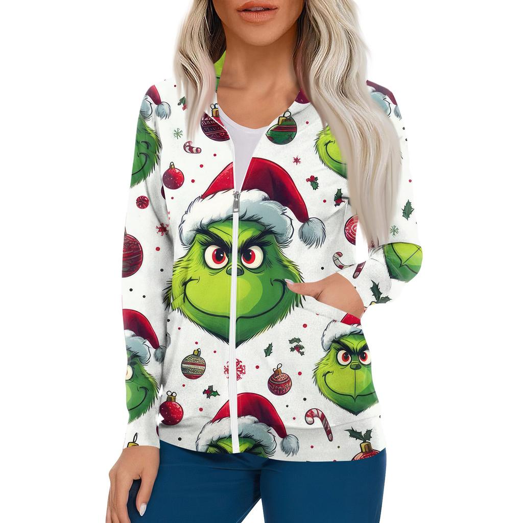 Women Long Sleeve Pattern Pocket Working Stand-up Collar Single-breasted Protective Overalls Cardigan Jacket Top