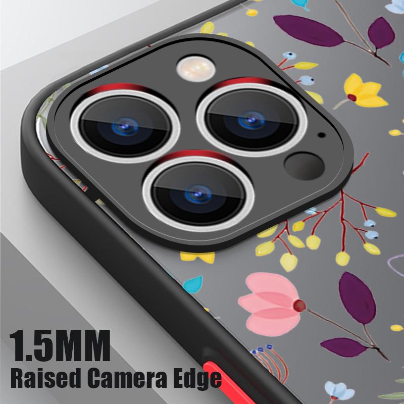IPhone 16 Pro Max 15 14 Plus 13 12 Mini 11 7 8 Magsafe-სთვის დარტყმაგამძლე ყვავილების ნიმუში რბილი კიდეები გამჭვირვალე აკრილის მყარი გარსაცმის საფარი