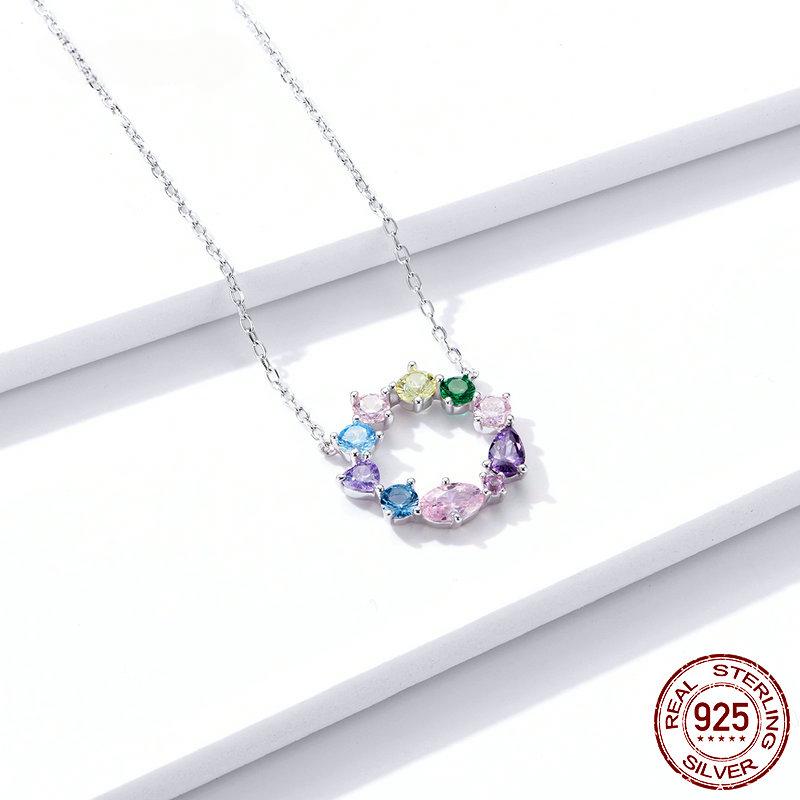 Wreath Necklace for Girl 925 Sterling Silver Jewelry Colorful AAA CZ Jewelry Original Design Gift for Women