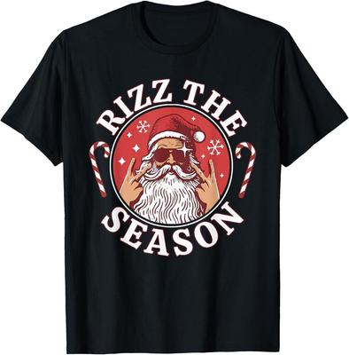 Punk Rock Retro Rizz The Season Funny Santa Clause Rizzler T-Shirt