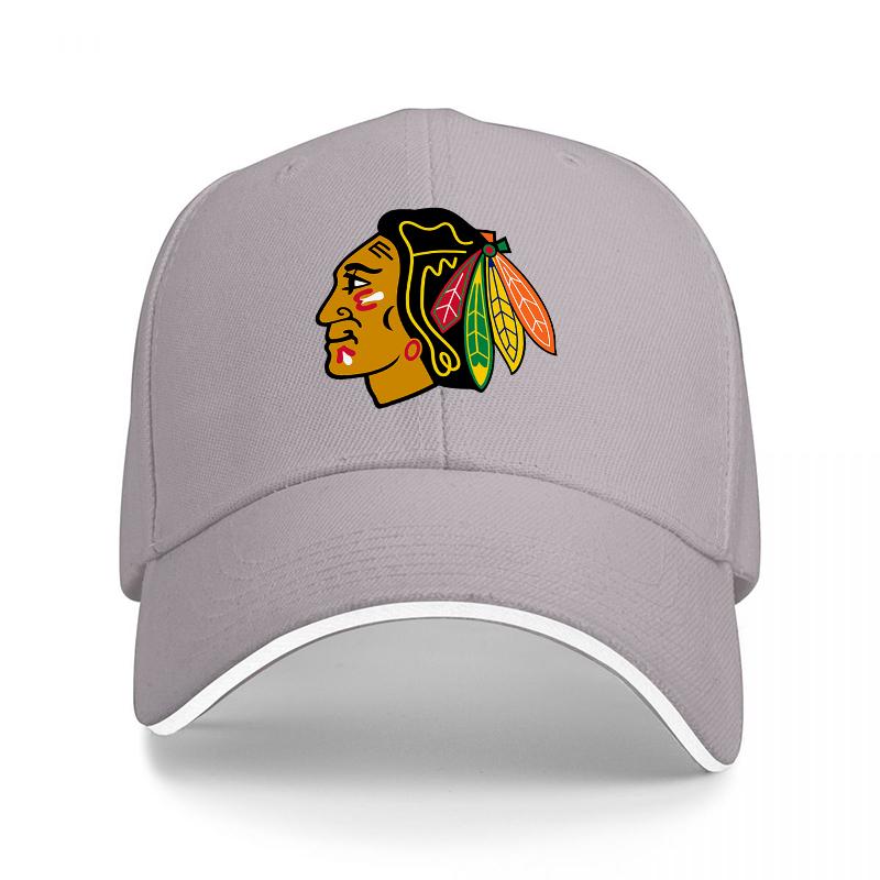 Cappellino da Baseball Chicago Blackhawks Nero Regolabile con Emblema della Squadra per Tifosi e Appassionati di Sport