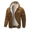 Men's European Size Lambswool Hooded Sweatshirt & Cardigan Workwear Set - Thick, Warm Jacket for Autumn/Winter.