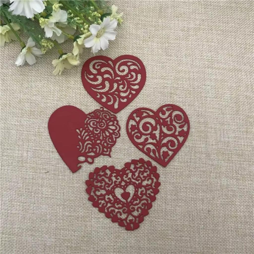 1 Set Metal Love Shape Cutting Dies Wedding Hollow Flower Pattern Heart Die Cuts for Card Making Stencil Embossing Scrapbooking