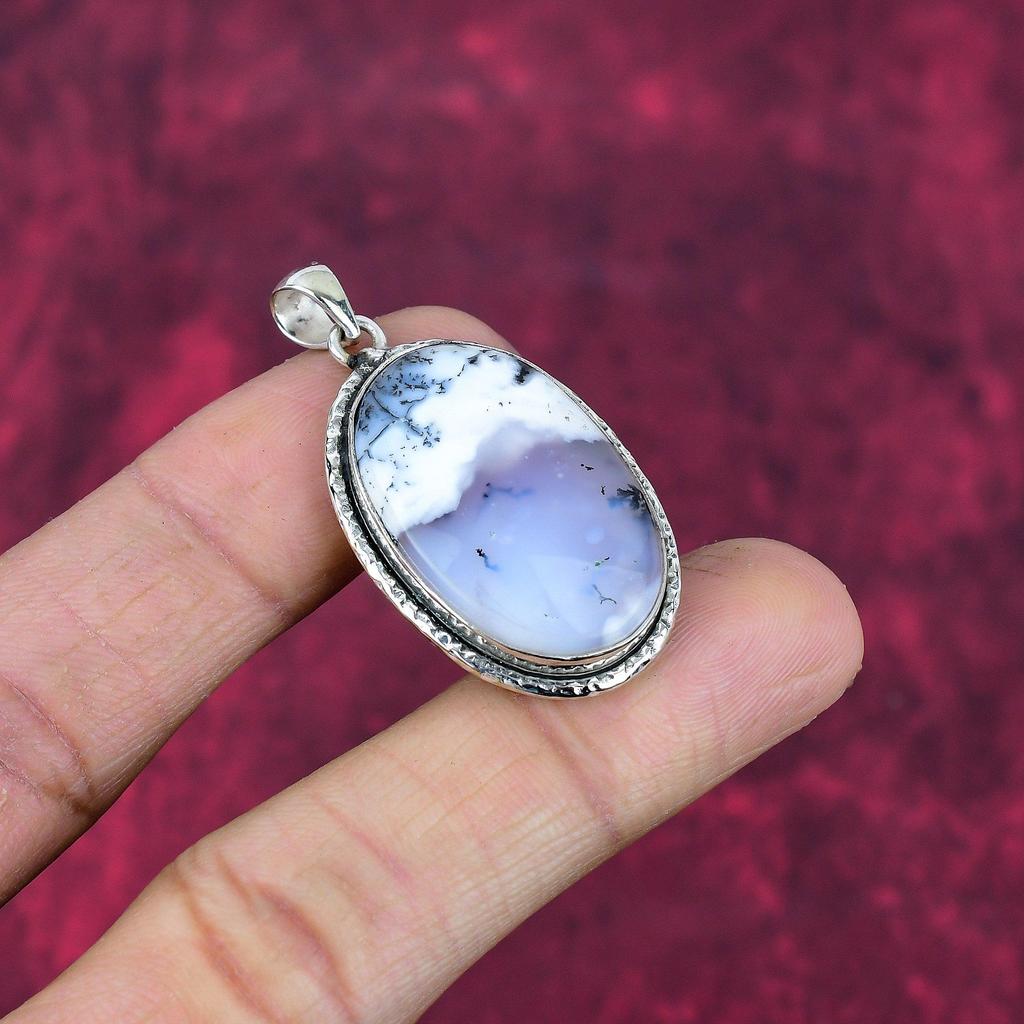 Dendrite Opal 925 Solid Sterling Silver Pendant, Handmade Gemstone Jewelry Pendant Gift For Birthday