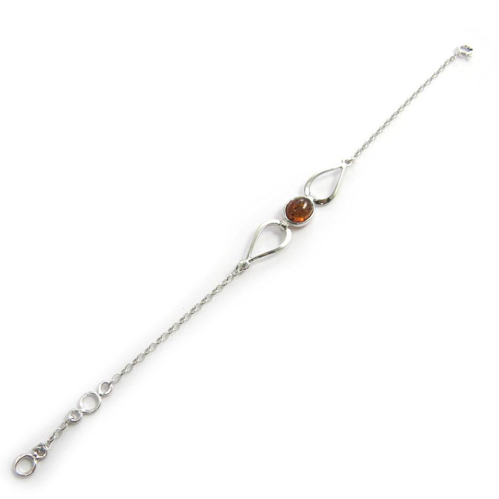 Les Trésors De Lily [N2291] - Silberarmband 'Inspiration' Cognac-Bernstein (rhodiniert) - 8 mm