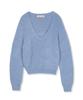 Nodeuyuumeon Feather Hacci V-Neck Knit [Blue]