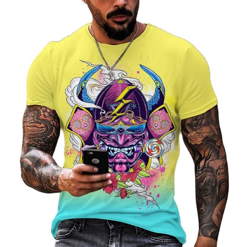 Summer Fashion Cool Japanese Samurai Men T-shirts 3D Printed Casual Trend Personality O-Neck Tees Hip Hop Harajuku Streetwear