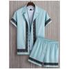 Casual Fashion Men's Short Sleeve Shirt Summer Short Sleeve Shirt and Beach Shorts Men's Set