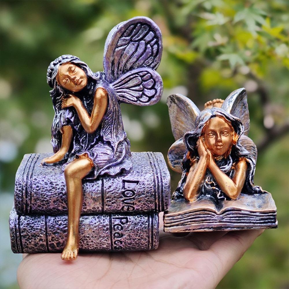 Handmade Fairy Figurines Funny Fairy Desktop Ornament Creative Angel Girl Statue Outdoor