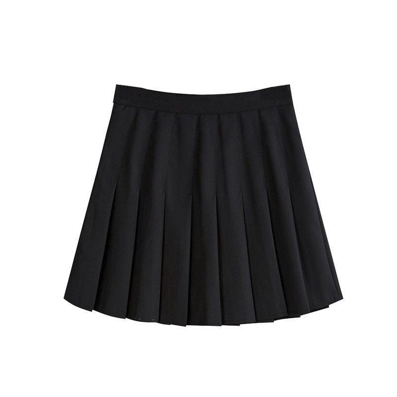 JK Taillenbetonendes Plissee-Rock-Set: Kurzärmeliger Sommer Schlankmachender College-Stil