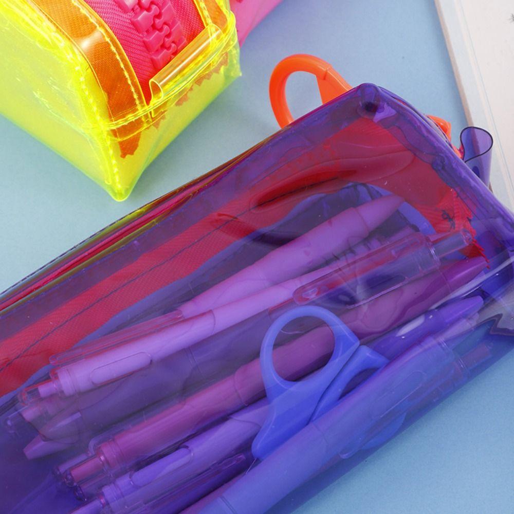High Appearance Zipper Transparent Pencil Case Portable Makeup Pouch  Office Supplies