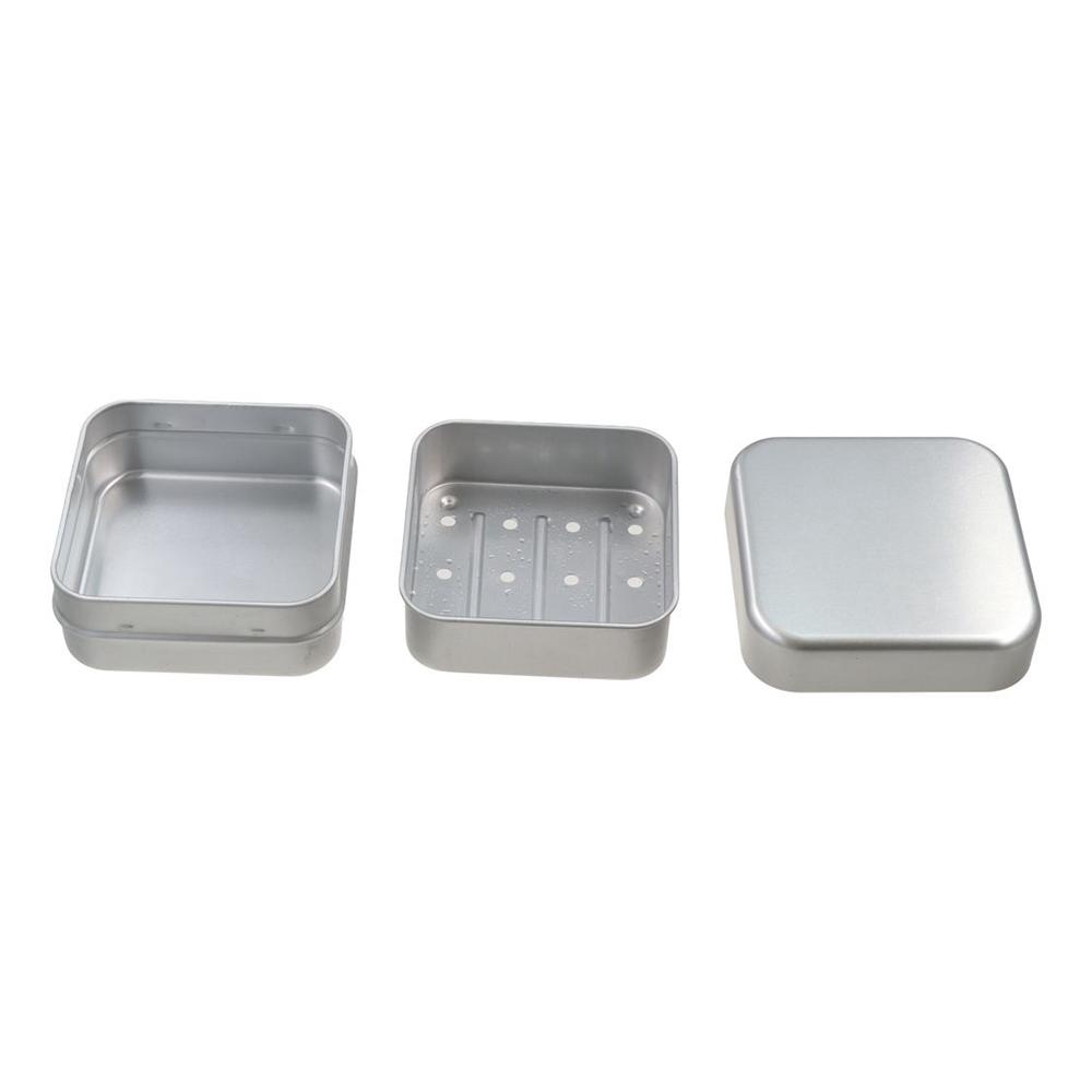 2 st Fyrkantig Rese-tvåltallrik med lock Tvålbox Bekväm Aluminiumtvålfat Utomhus Camping