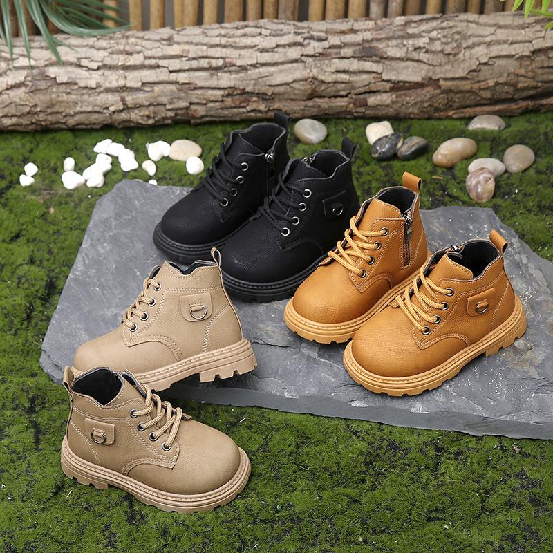 Boys Martin Boots Children's Soft-soled Leather Boots 2025 Spring and Autumn New Girls' Fashion Small Yellow Boots Baby Low Boots