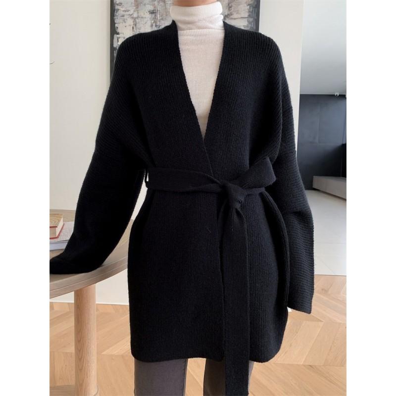 Oversized Knit Cardigan Women Fall Winter Soft Warm Loose Fit Long Sleeve Open Front Sweater With Belt