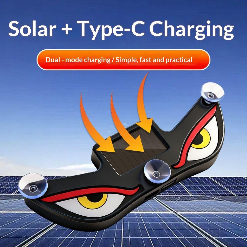 Car-mounted Demon Eye LED Solar Wireless Decorative Warning Light -Interior Window Blinking Neon Light