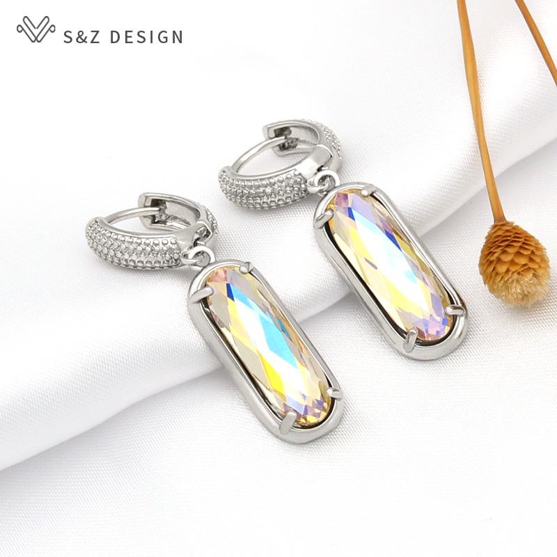 Móda Luxusní Elegantní Oválný Tvar vejce Křišťálové náušnice Pro ženy Svatební Party Šperky Dárek Cubic Zirconia Eardrop