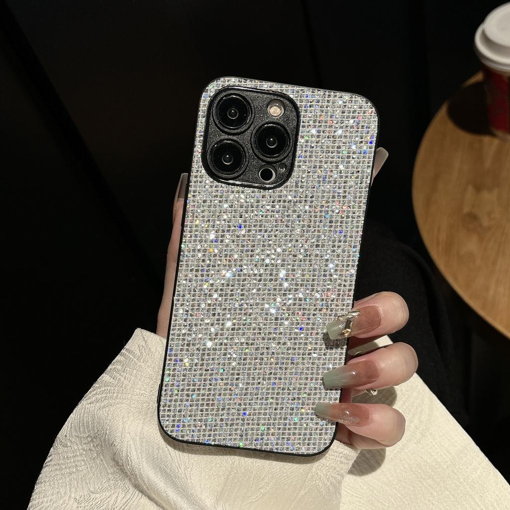 Luxury Bling Glitter Sequin Grid Pattern Soft Case For iPhone 18 17 16 15 14 13 12 11 Pro Max Plus 16E 17air Bumper Frame Cover
