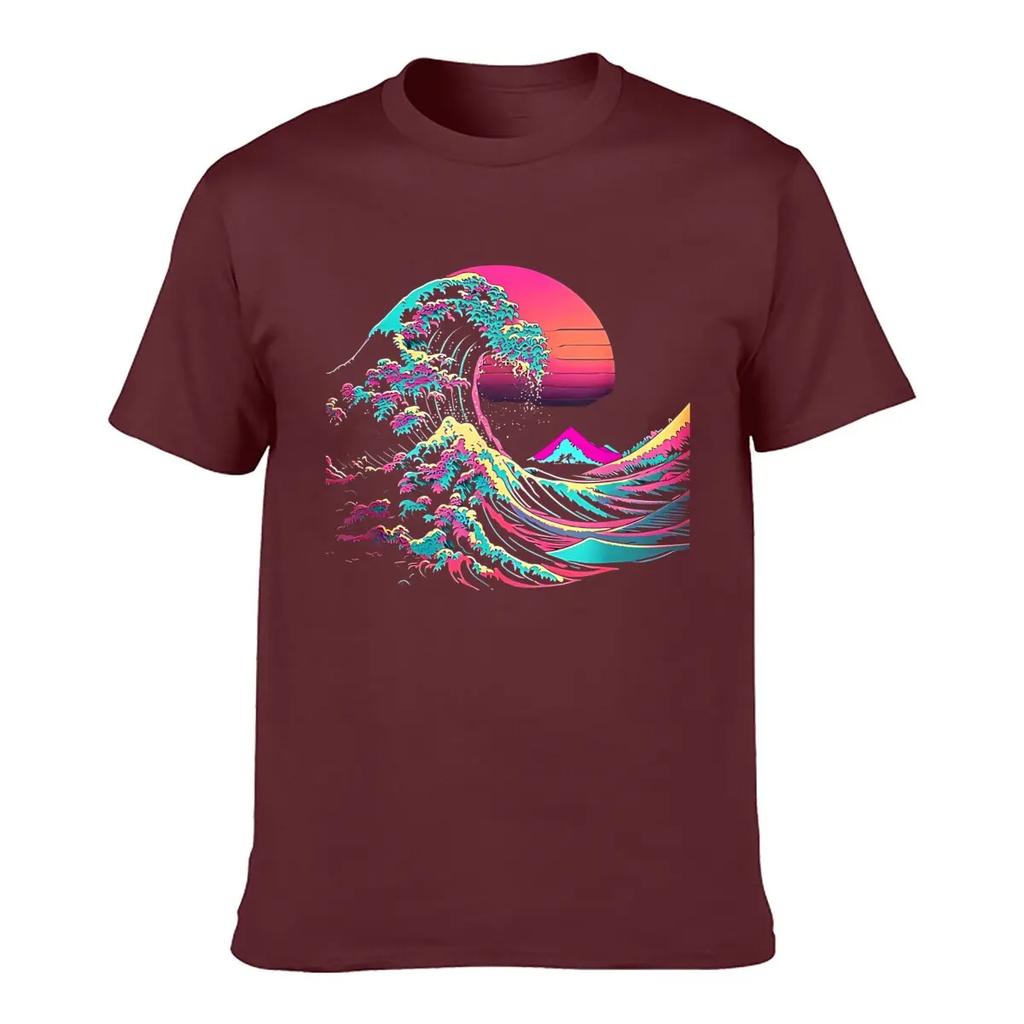 Ästhetisches Glitch Great Wave Retrowave Synthwave T-Shirt Kurzarm-T-Shirt Streetwear