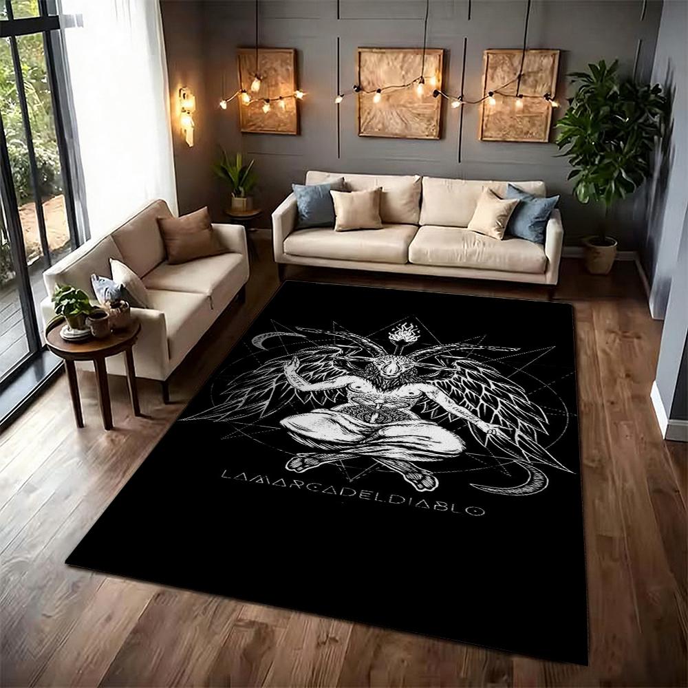 Dark Occult Baphomet Pentagram Art Indoor Rug Thick Nonslip Carpet For Hallway Doorway Kitchen Home Decor Birthday Gift