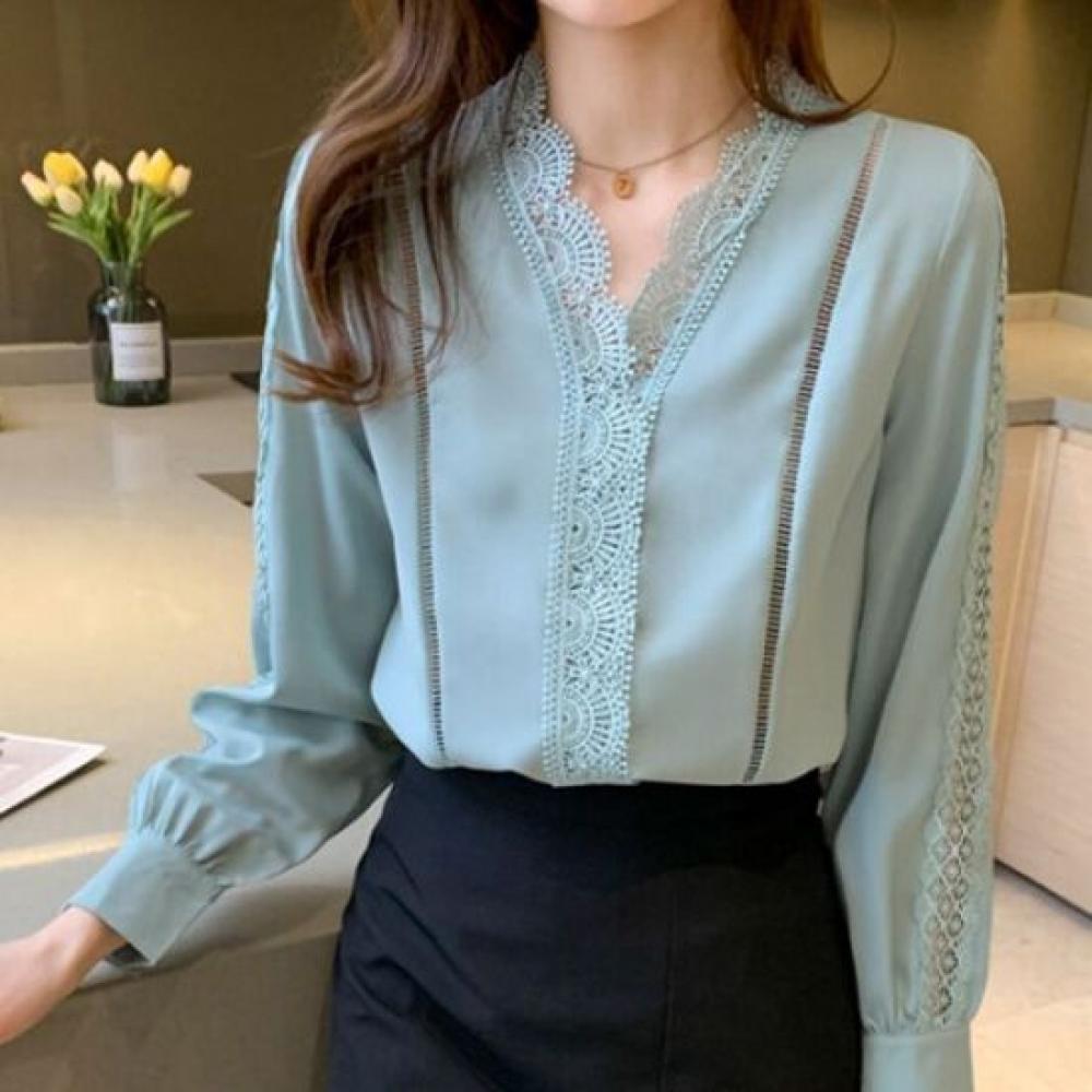 Navava Women Lace Point Long Sleeve Blouse Nb3077