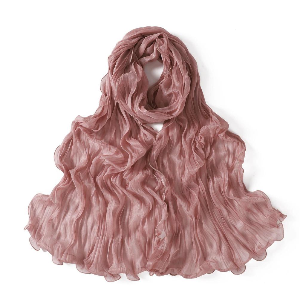 Malaysia Soft Ruffled Lurex Gauze Scarf - Breathable Spring/Summer Headscarf