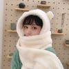 Thickened Cute Bear Hat Scarf Gloves Three-piece Set Women's Autumn and Winter Warm Plush Hat Scarf Integrated