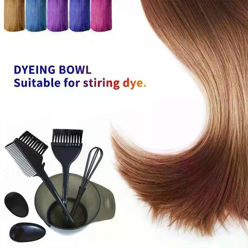 4/6 Stück Haarfarbe Farbpinsel Schüssel Set Mit Ohrenkappen Farbe Mixer Haarfarbe Färben Färbeapplikator Friseur Styling Zubehör