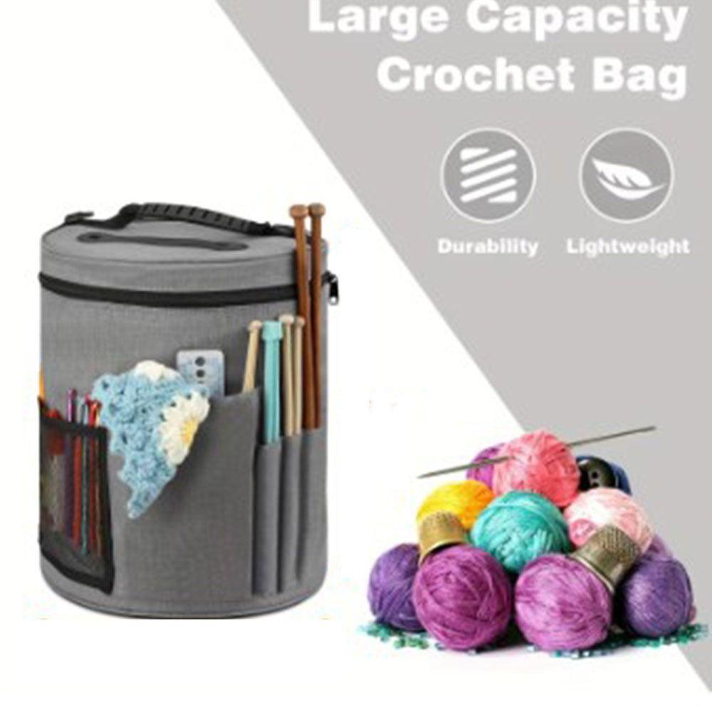 DIY Craft Yarn Round Crochet Bag Large Capacity Knitting Needle Organizer Home Storage