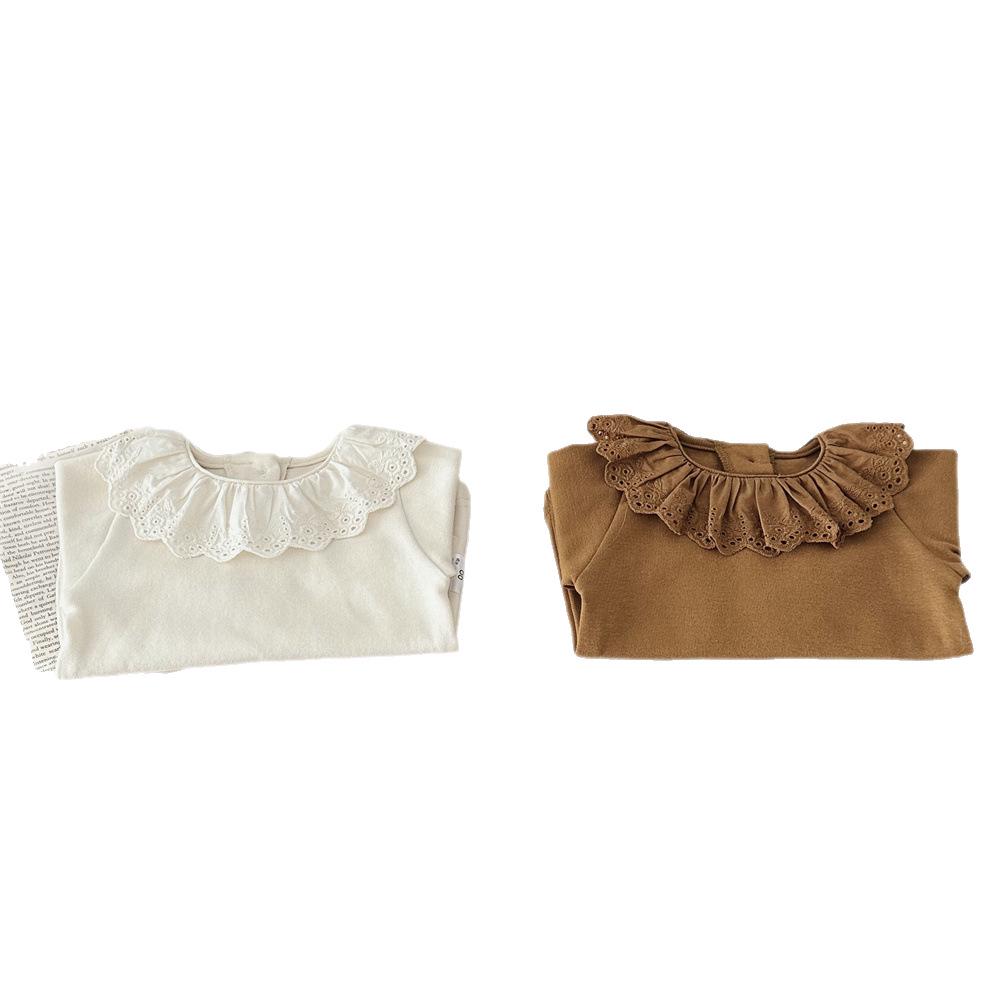 Spring & Autumn Infant Girl's Embroidered Lace Ruffle Collar Top
