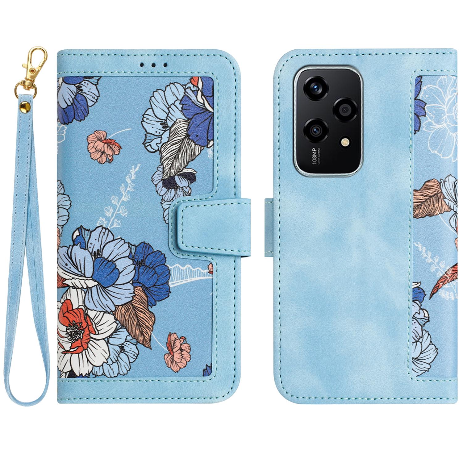 

For Honor 200 Lite Case PU Leather Floral Phone Cover with Card Slots D