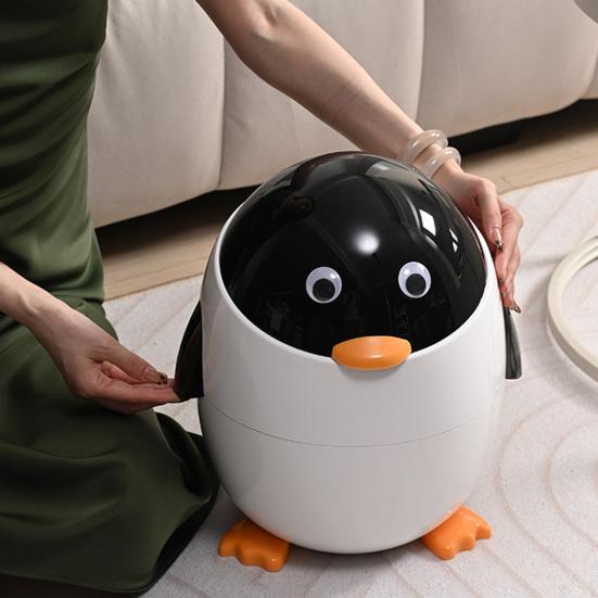 Pinguinform Mülleimer Doppelkammer-Design Versiegelnder Deckel Mülltonne mit versteckten Beuteln Wasserdicht Geruchsverschluss Abfalleimer Müllbehälter