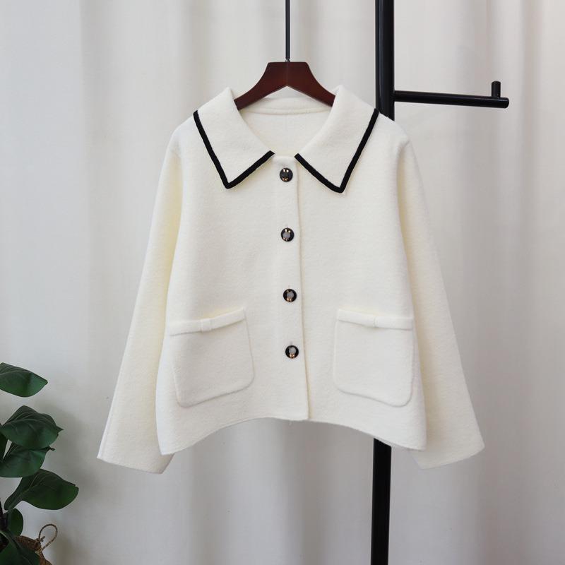 Autumn and Winter New Loose Knitted Double-sided Cardigan Design Temperament Sweater Jacket Women