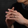 Adjustable Open Ring Men Women Vintage Feather Design Sterling Hammered Texture Geometric Band