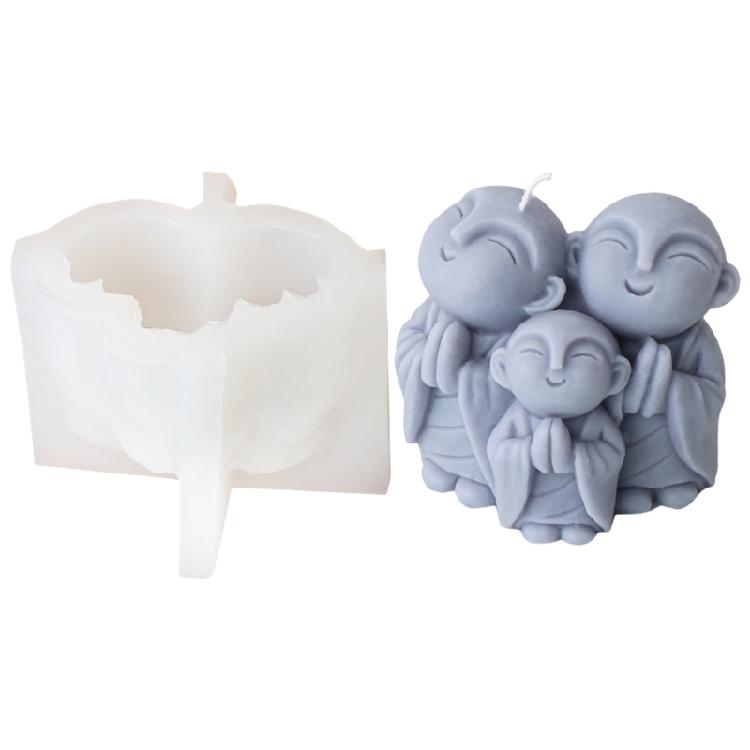 Гибкая 3D силиконовая форма для свечи «Три Будды» Художественная силиконовая форма для свечи «Три Будды» Форма для свечи для празднования дня рождения