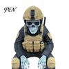 PLA Resin Soldier Model Skeleton Hero Shelf Sitter Ornament, 3D Printed Figurine, Tactical Gear Display Stand Gothic Warrior Sitting Statue