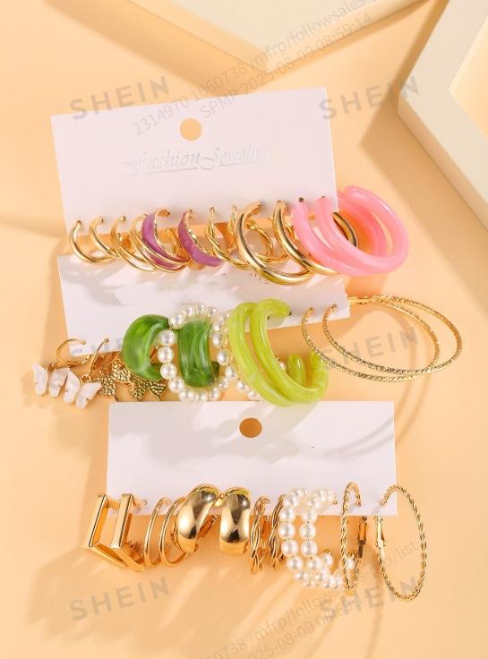 

A Set Of French Fashion Trend Dopamine Simple Geometric Shape Size Earrings Niche різнокольоровий