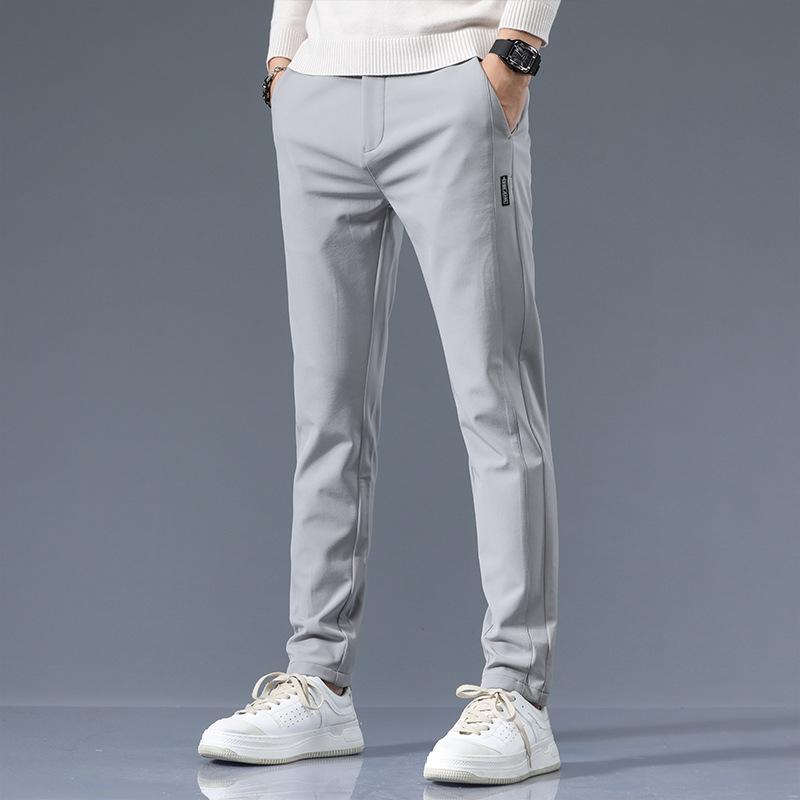 Casual pants men's autumn and winter thickened business simple slim-fitting small feet straight trousers
